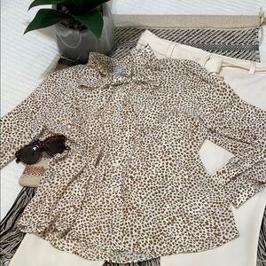 🐆 J. Crew Tan & White Leopard Print Blouse 🐆